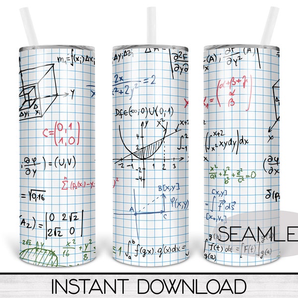 20oz Skinny Tumbler PNG Wrap, Math Teacher, Trigonometry Seamless Tumbler PNG Waterslide, Sublimation Download, Commercial Use