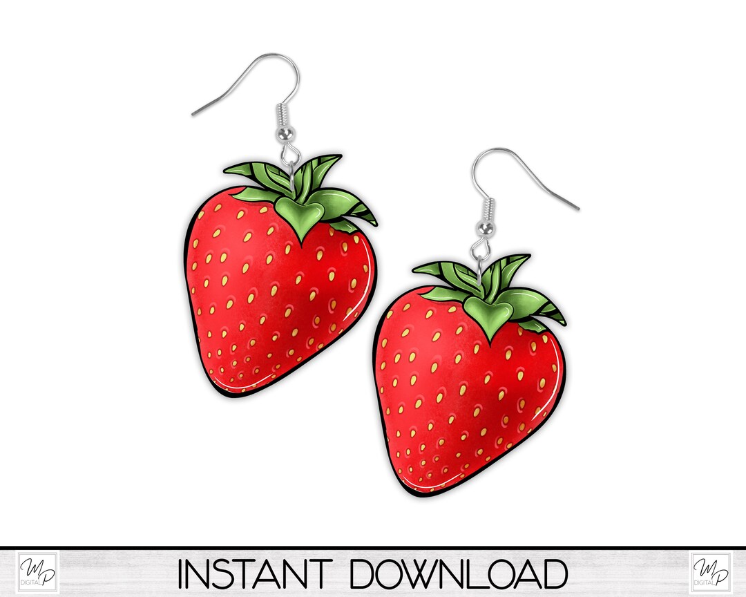 Strawberry Earring PNG File for Sublimation Design, Digital Download