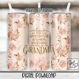 Gesegnete Oma 20 Unzen Skinny Tumbler Sublimationsdesign, nahtloser PNG Download, Tumble PNG Sublimation, Tumbler Waterslide kommerzielle Nutzung