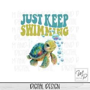 Halten Schwimmen Schildkröte PNG Sublimation Design für Shirt oder Tasse, Digital Design Download