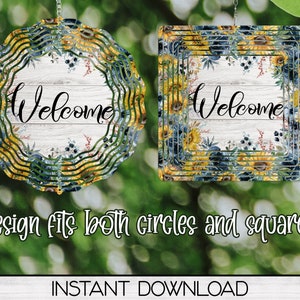 Sunflower Wind Spinner PNG Design for Sublimation, Garden Spinner Design, Digital Download, Welcome