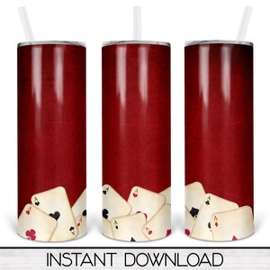 20oz Skinny Tumbler PNG Sublimation Design, Cartes à jouer Tumbler Design, Card Dealer Poker Digital Télécharger Tumbler Template Utilisation commerciale