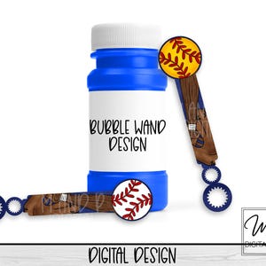 Royal Blue Baseball and Softball PNG Design for Sublimation of Round Bubble Wands, Digital Download