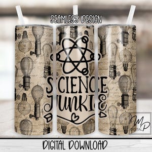 Gobelet fin 20 oz en sublimation pour professeur de sciences, téléchargement numérique instantané PNG pour verre droit et fuselé PNG