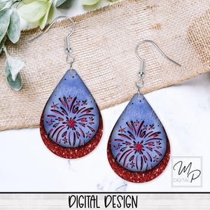 Patriotic July 4th Sublimation Earring Designs Template, Teardrop Earring Blanks Design, Earring PNG, Instant Digital Download