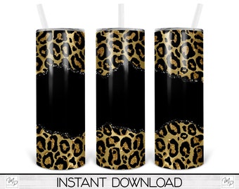 Leopard Print 20 oz Skinny Tumbler Sublimation Design, Instant Digital Download PNG Straight and Tapered Tumbler Wrap PNG