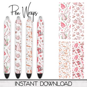 Design de envoltório de caneta epóxi para cozimento, download digital Baker Cooking Waterslide, modelo de sublimação, conjunto de arquivos de pacote de 4 pacotes, design de caneta de tinta epóxi