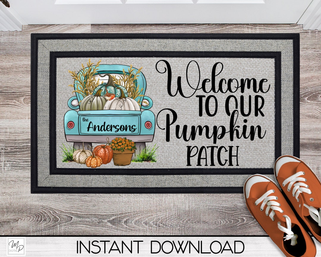 Fall Farmhouse Truck Front Door Mat Sublimation Design Download, Rug