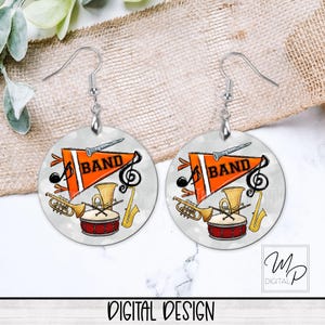 Orange Band Earring Sublimation PNG Design For The Circle Blank, PNG Digital Download