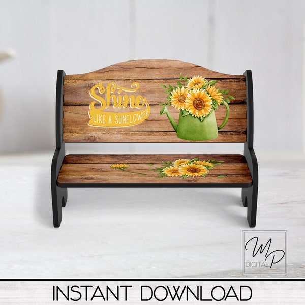 Sunflower Wood Bench PNG for Sublimation, Sublimation Design for Tiered Tray Benches, Digital Download, MSS Blank Design
