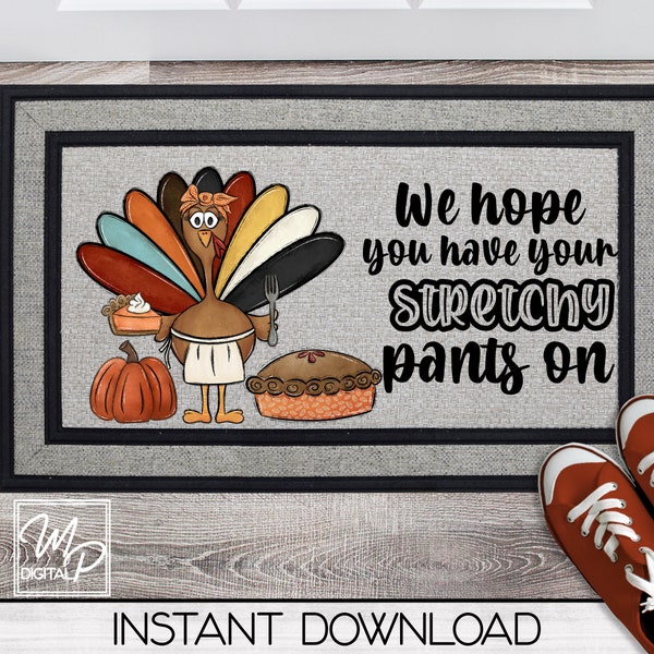 Funny Thanksgiving Fall Front Door Mat Sublimation Design Download, Turkey Rug PNG, Rug Designs, Doormat PNG