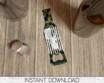 Camo Deer Flag Bottle Opener PNG Sublimation Design, Hunting Bar Key Digital Download