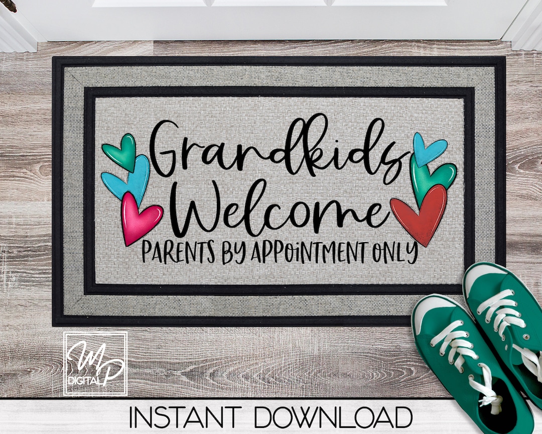 Grandkids Front Door Mat Sublimation Design Download, Rug PNG