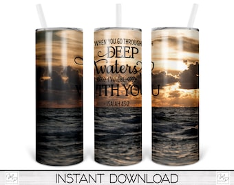 Christian Bible Verse Sublimation Designs Downloads, Skinny Tumbler PNG Wrap 20oz Design, PNG, Commercial Use, Waterslide Download