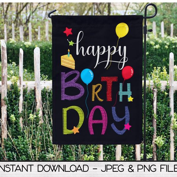 Happy Birthday Garden Flag Sublimation Digital Design, Instant Download, Sublimation Graphics, Commercial Use