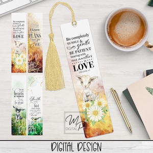 Christian Bookmark PNG for Sublimation, Bible Verse Bookmark Sublimation Design Bundle, Printable Book Mark Digital Download