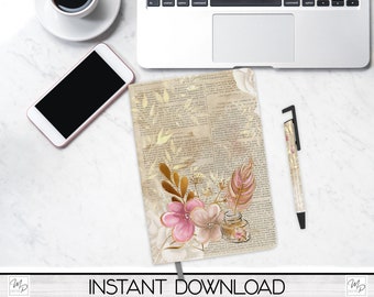 Boho Floral Journal and Pen PNG Sublimation Design Set, Digital Download, Sublimation Journal Design, Sublimation Pen PNG