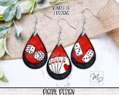 Game Night Teardrop Earring PNG File Bundle For Sublimation Design, Digital Download Teardrop Earring PNG Template, Earring Sublimation