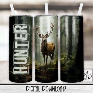 Deer Hunter 20 oz Skinny Tumbler Sublimationsdesign, sofortiger digitaler Download PNG Gerade und konische Becherverpackung PNG, Becher für Männer