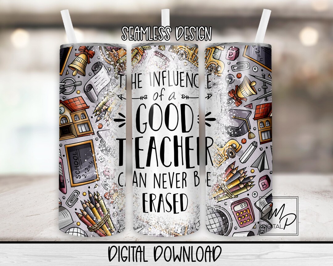 Seamless Teacher 20oz Skinny Tumbler PNG Digital Design for Sublimation ...