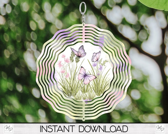 Butterfly Wind Spinner PNG Design for Sublimation, Garden Metal Spinner Design, Windspinner Digital Download