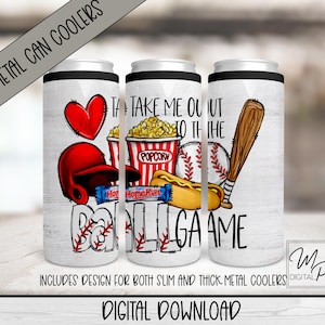 Baseball PNG Design For Sublimation Of Slim and Thick Metal Can Coolers, Digital Hard Can Cooler Wrap Design