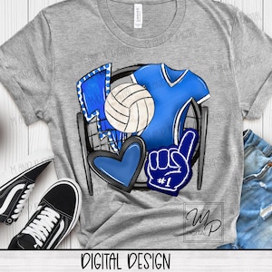 Blue Volleyball Sublimation Design PNG Digital Download - Tote Mug Tshirt Tumbler Sublimation - Commercial Use