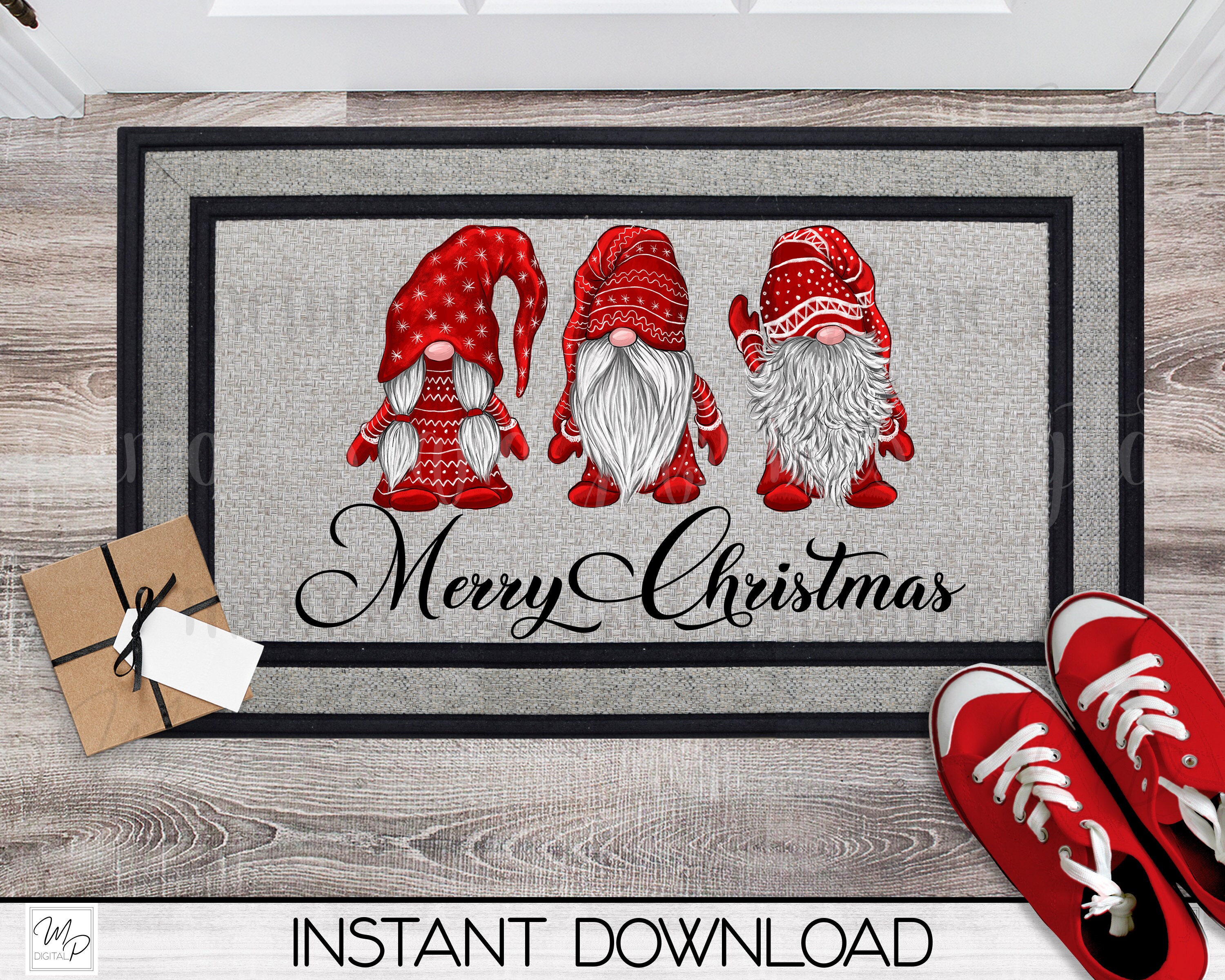 Gnome Christmas Door Mat Sublimation Design Download Rug Etsy