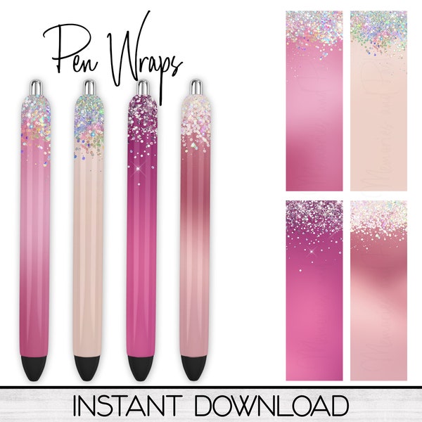 Glitter Epoxy Pen Wrap PNG Design Digital Download, Ink Pen Wrap Sublimation Template, Pen Wrap Bundle