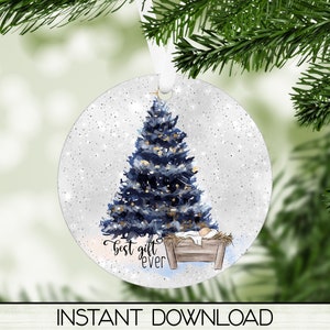 Décoration de Noël chrétienne PNG pour sublimation, conception ronde d'ornement de l'enfant Jésus, téléchargement numérique, le meilleur cadeau de tous les temps