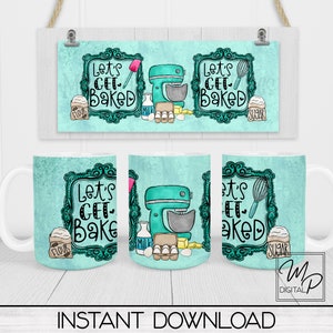 Baking 11oz and 15oz Mug Wrap Template, Baker Coffee Mug Sublimation, Digital Download, Commercial Use