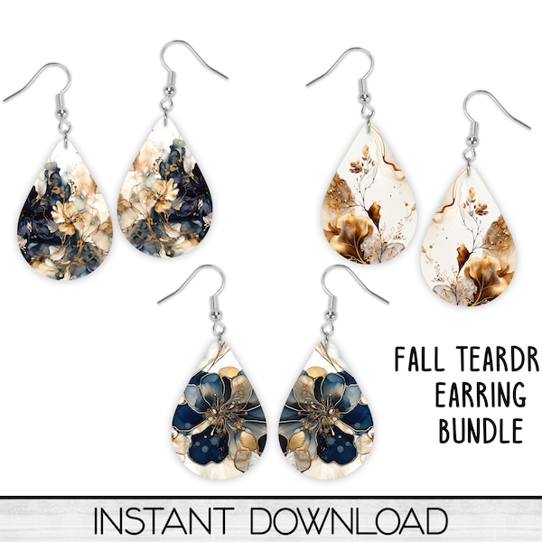 Teardrop Earring BUNDLE, PNG Designs for Sublimation, Fall Colors, Digital Download, Commercial Use
