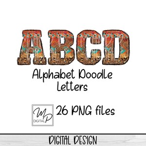 Southwestern Alphabet Letters, Alphabet Doodle Sublimation PNG ...