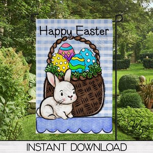 12x18 Garden Flag Sublimation Design, Happy Easter, Patio Flag Digital Download