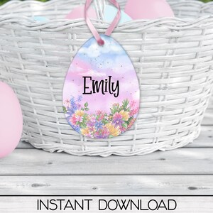 Egg Shaped Easter Basket Tag PNG Sublimation Digital Design Download