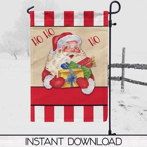 Christmas Garden Flag for Sublimation Design Download, Santa Yard or Porch Flag Digital Download