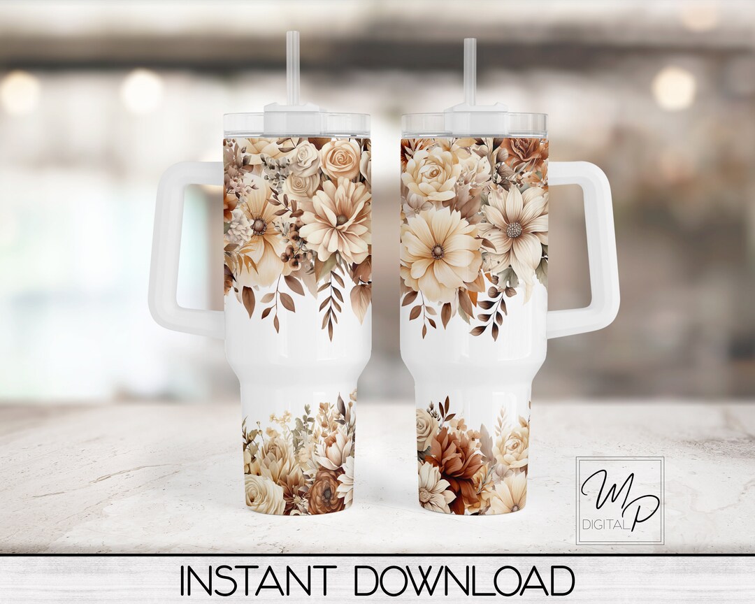 Boho Floral 40oz Tumbler Wrap - PNG Tumbler Design Sublimation ...