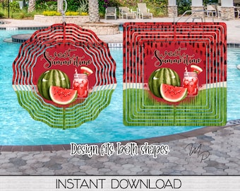 Watermelon Wind Spinner PNG Design for Sublimation, Sweet Summertime Garden Spinner Design, Digital Download