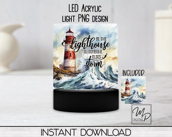 Leuchtturm-Quadrat-LED-Acryl-Licht bis Zeichen PNG Sublimationsentwurf Sei der Leuchtturm in jemand anderes Sturm Nacht Licht Design Acryl-Lampe