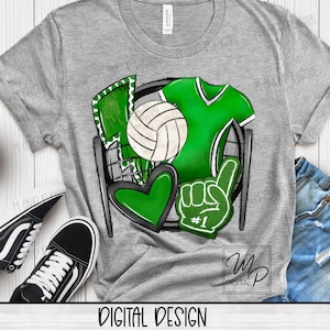 Green Volleyball Sublimation Design PNG Digital Download - Tote Mug Tshirt Tumbler Sublimation - Commercial Use
