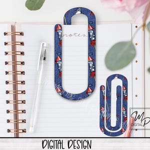 Patriotic July 4th Large Paper Clip Bookmark PNG Sublimation Design, Gift Idea, Paperclip PNG, Digital Download, Commercial Use