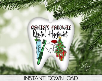 Santa's Favorite Dental Hygienist Christmas PNG for Sublimation, Tooth Digital Download, Commercial Use