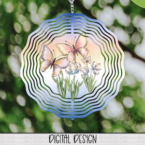 Spring Butterflies Wind Spinner PNG Design for Sublimation, Butterfly Garden Spinner Design, Digital Download