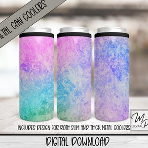 Rainbow PNG Design For Sublimation Of Slim and Thick Metal Can Coolers, Digital Hard Can Cooler Wrap Design
