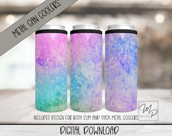 Rainbow PNG Design For Sublimation Of Slim and Thick Metal Can Coolers, Digital Hard Can Cooler Wrap Design