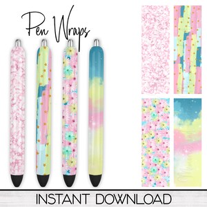 Spring Epoxy Pen Wrap Design, Waterslide Digital Download, Sublimation Template, 4 Pack Bundle File Set, Epoxy Ink Pen Design