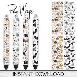 Halloween Epoxy Pen Wrap PNG Design Digital Download, Pumpkin Ink Pen Wrap Sublimation Template, Pen Wrap Bundle