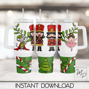 Quebra-nozes de Natal 40oz Tumbler Wrap PNG Tumbler Design Sublimation - Downloads de designs digitais - Uso comercial