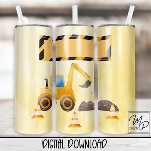 Constructie 20 oz magere beker sublimatieontwerp, instant digitale download png voor kleine jongens, rechte en taps toelopende bekeromslag, png