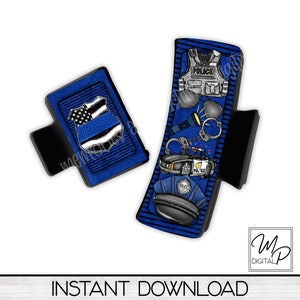 Police Hair Clip Sublimation Design, Large And Small Hair Claw PNG, Hair Clip Sublimation Design, Digital Download